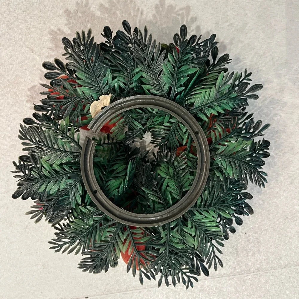 Vintage 50s/ 60s flocked flower and fruit candle wreath ornament. So retro!